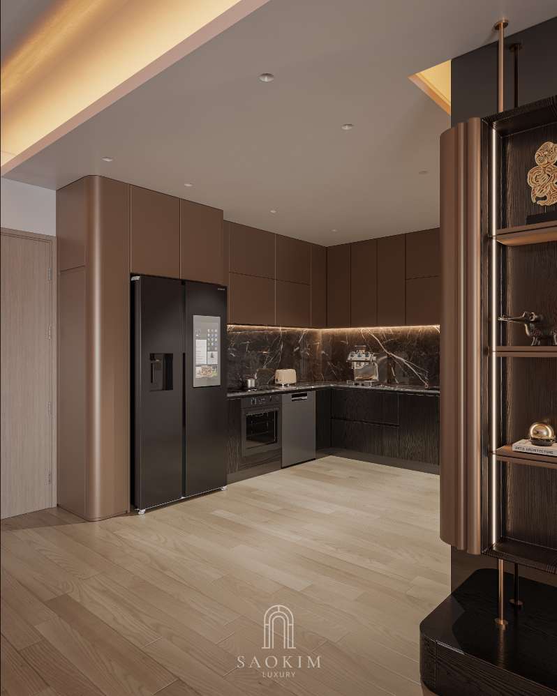 Không gian phòng bếp sang trọng trong thiết kế chung cư The Zenpark